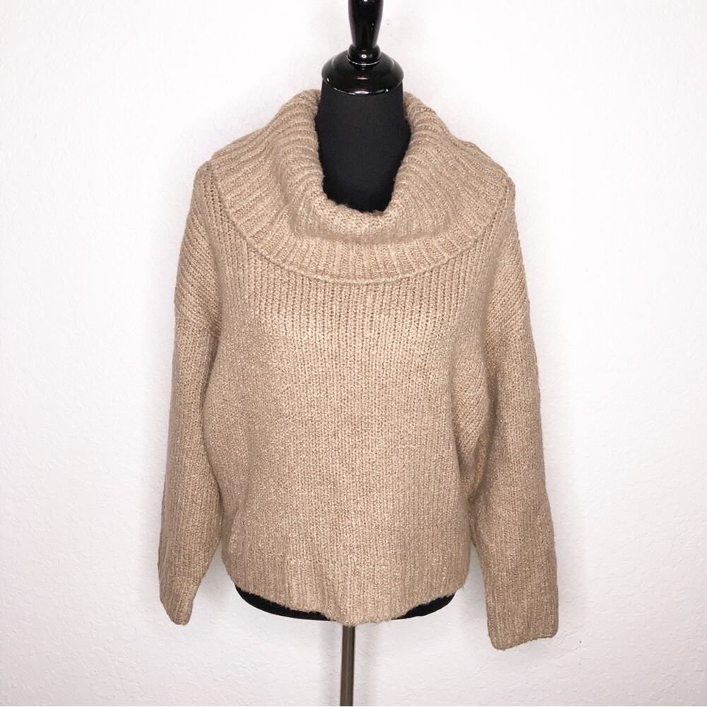 Anthropologie Pilcro tan cowl neck chunky knit sweater size Small